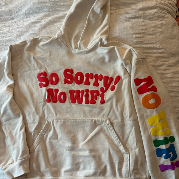 MADHAPPY so sorry no WiFi cream hoodie - Picture 1 of 5